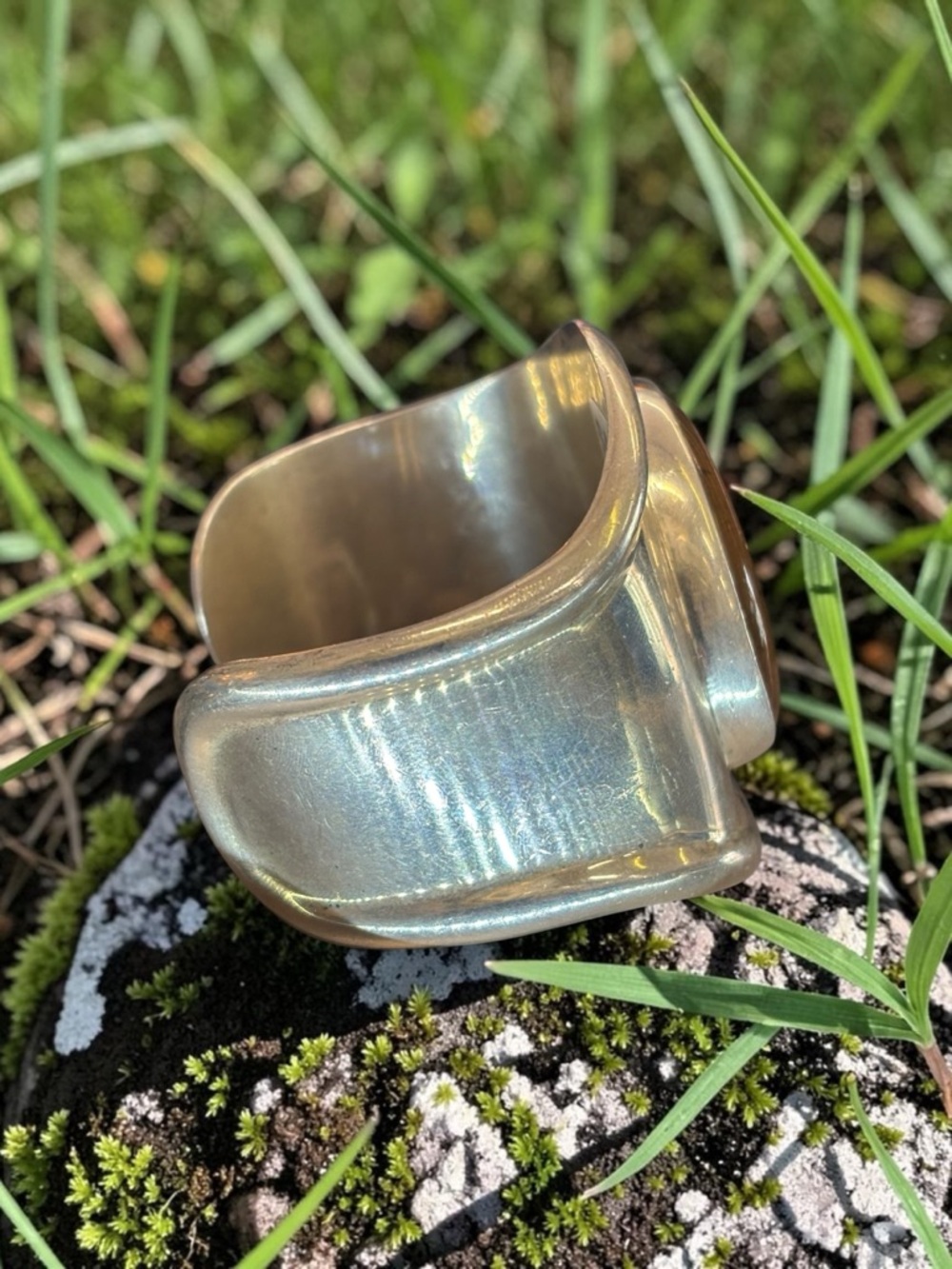 Vintage Taxco Sterling Silver Amber Cuff Bracelet - Picture 4 of 7